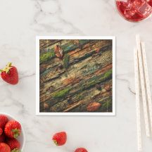 Gritty Fall Distress Wood & Moss Découpage Napkins