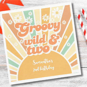Guardanapo De Papel Groové selvagem e dois aniversários de criança de 