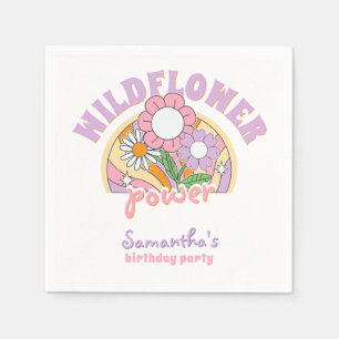 Guardanapo De Papel Groovy 70s Retro Flor Selvagem Aniversário