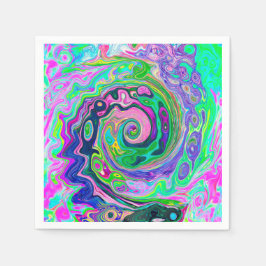 Guardanapo De Papel Groovy Abstrato Aqua e Marinho Lava Swirl