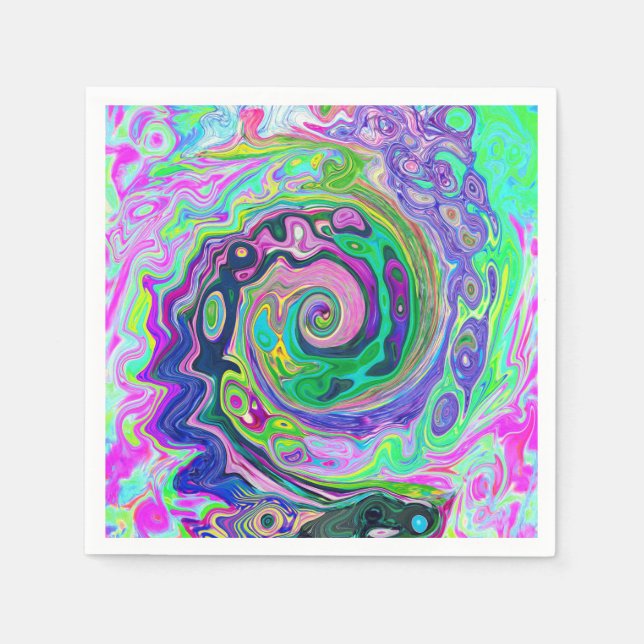 Guardanapo De Papel Groovy Abstrato Aqua e Marinho Lava Swirl (Frente)