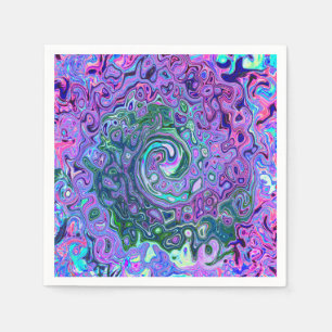 Guardanapo De Papel Groovy Abstrato Retro Redemoinho Verde e Roxo