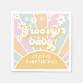 Guardanapo De Papel Groovy Baby pastel Retro Chuveirinho de bebê ensol