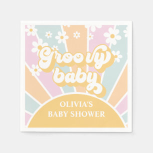 Guardanapo De Papel Groovy Baby Pastel Retro Sunshine chá de fraldas