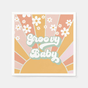 Guardanapo De Papel Groovy Baby Retro Sunshine Hippie Chá de fraldas