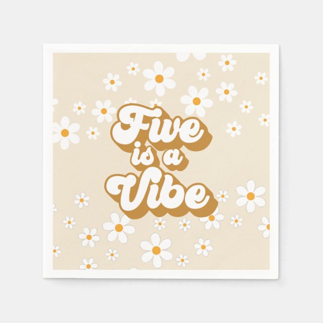 Guardanapo De Papel Groovy Cinco é um Aniversário da 5 da Vibe Retro D (Frente)