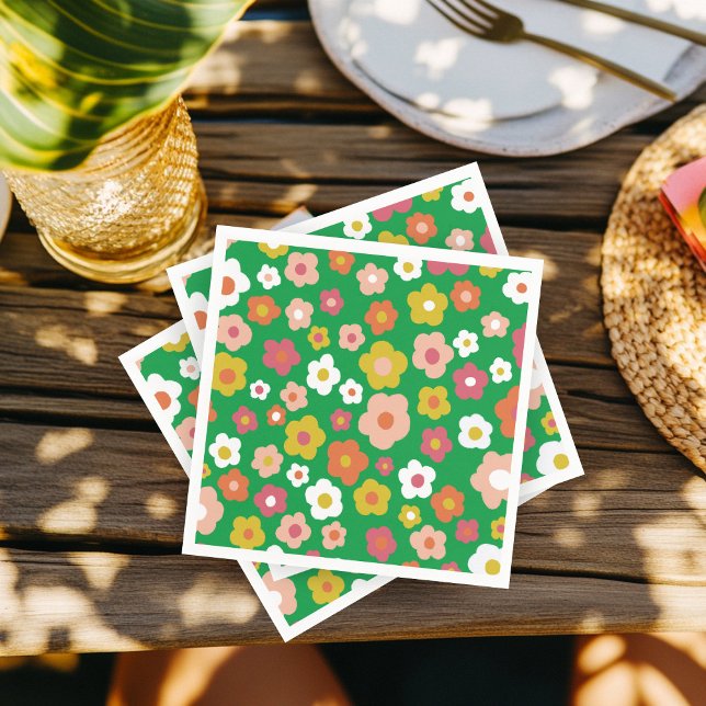 Guardanapo De Papel Groovy Daisies Floral FESTA DE ANIVERSÁRIO PERSONA (Groovy Daisies Floral BIRTHDAY PARTY CUSTOM Napkins
)