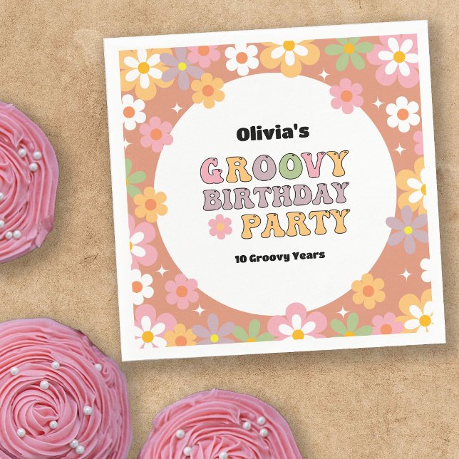 Guardanapo De Papel Groovy Daisies Hippie Girl (Criador carregado)