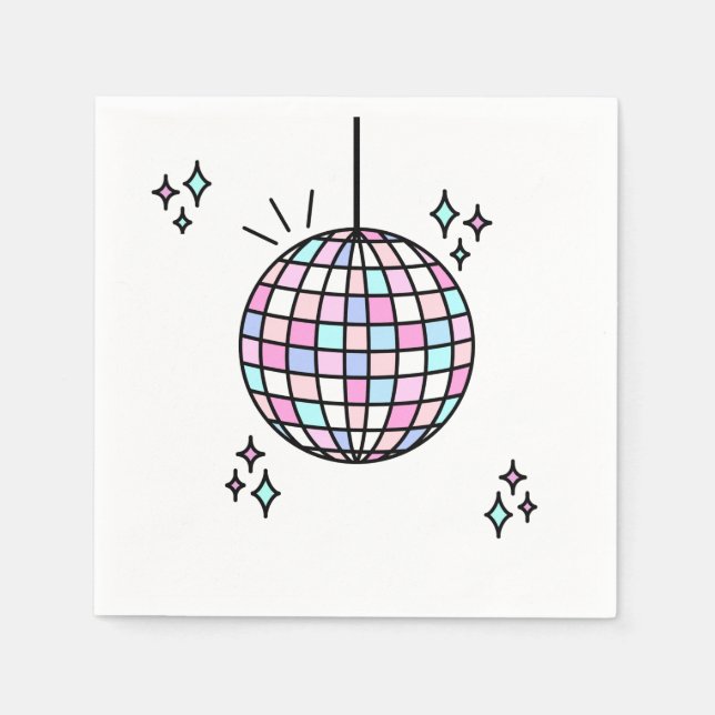 Guardanapo De Papel Groovy Disco Ball Birthday (Frente)