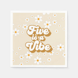 Guardanapo De Papel Groovy Five é um Vibe Retro Daisy Aniversário de 5