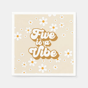 Guardanapo De Papel Groovy Five é um Vibe Retro Daisy Aniversário de 5