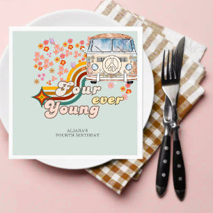 Guardanapo De Papel Groovy Fouever Young daisy arco-íris 4.º aniversár