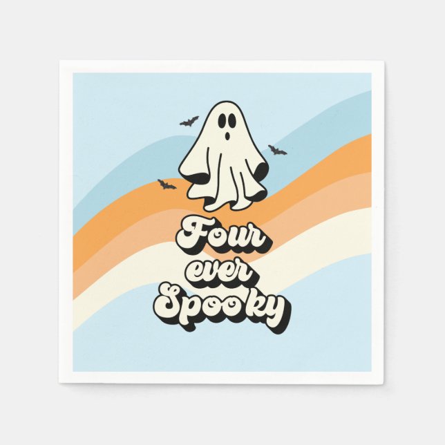 Guardanapo De Papel Groovy Ghost retro Halloween Four Ever Spooky (Frente)