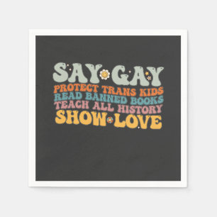 Guardanapo De Papel Groovy LGBT Say Gay Protect Kids Trans Leia Livros