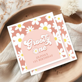 Guardanapo De Papel Groovy One Boho Retro Daisy Party - primeiro anive