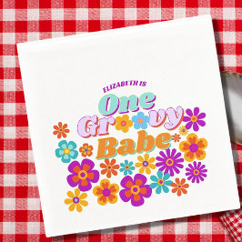 Guardanapo De Papel Groovy One Colorful Retro Floral Birthday