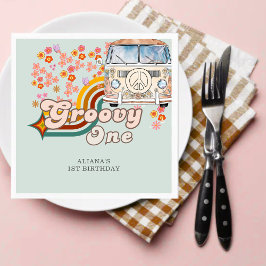 Guardanapo De Papel Groovy One Daisy boho floral primeiro aniversario