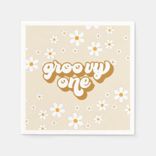 Guardanapo De Papel Groovy One Retro Daisy primeiro aniversario
