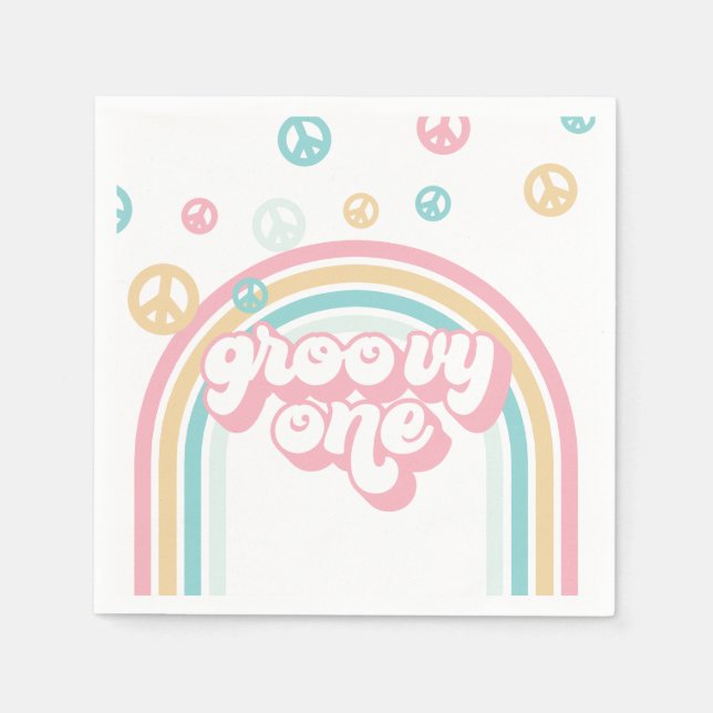 Guardanapo De Papel Groovy One Retro Summer Rainbow (Frente)