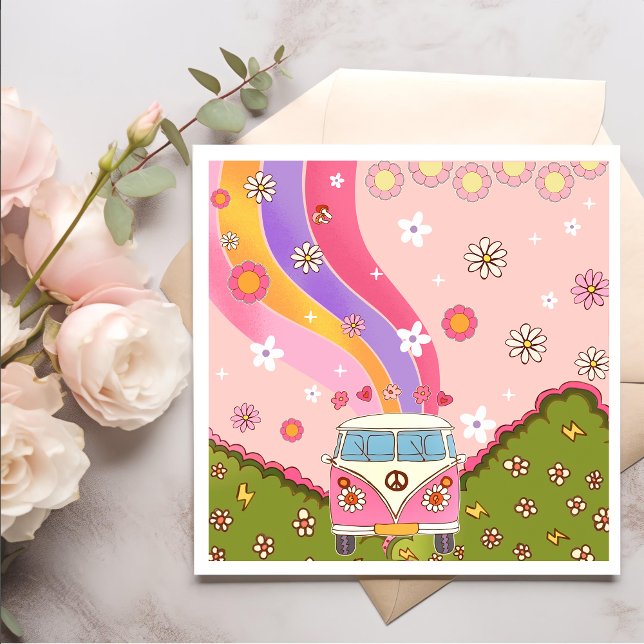 Guardanapo De Papel Groovy Rainbow - Festa de aniversário Retroativa (Criador carregado)