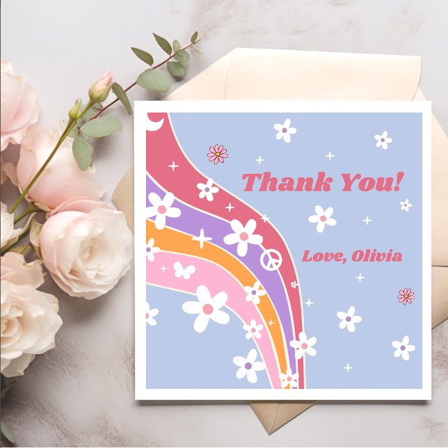 Guardanapo De Papel Groovy Rainbow Retro Festa de aniversário Napkins (Criador carregado)