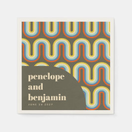 Guardanapo De Papel Groovy Retro 70s Art Olive Green Casamento Persona