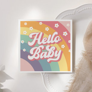 Guardanapo De Papel Groovy Retro 70s Chá de fraldas Arco-Íris