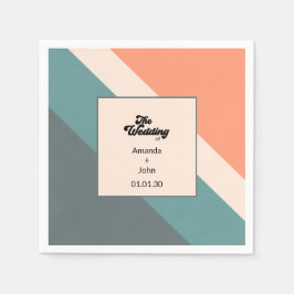 Guardanapo De Papel Groovy-Retro O Casamento De Laranja Poeira Azul