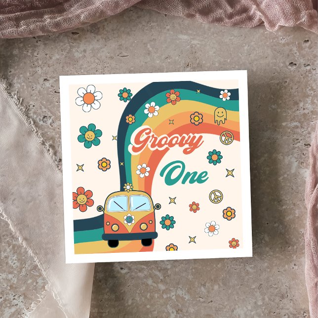 Guardanapo De Papel Groovy Retro Rainbow Festa de aniversário Napkins (Criador carregado)