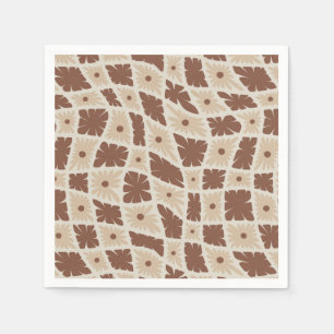 Guardanapo De Papel Groovy Wavy Trippy 60s Flor Verifica Castanho Neut