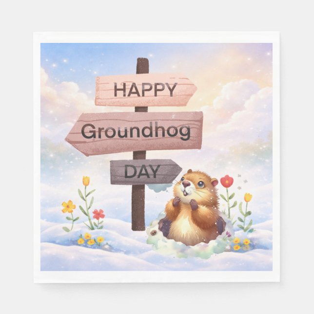 Guardanapo De Papel Groundhog day 22 February  (Frente)