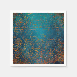 Guardanapo De Papel Grunge de Manuscrito Azul Boho