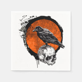Guardanapo De Papel Grunge Halloween Raven & Skull