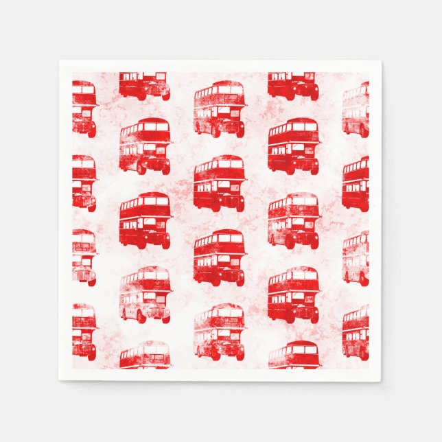 Guardanapo De Papel Grunge London Bus Pattern Impressão (Frente)