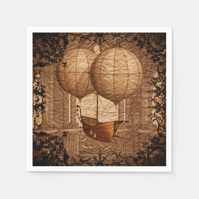 Guardanapo De Papel Grunge Steampunk Victorian Airship (Frente)