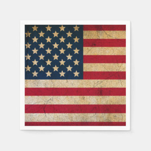 Guardanapo De Papel Grunge Texture Vintage American Flag Red and Blue