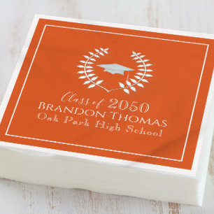Guardanapo De Papel Grupo Clássico de Graduação Laranja Personalizado