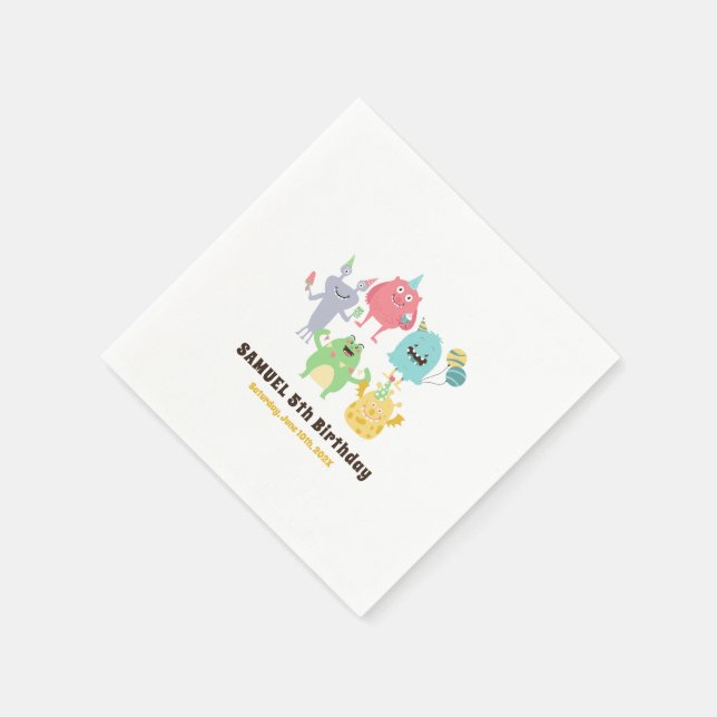 Guardanapo De Papel Grupo de Aniversários de criança do Tema Monstro C (Canto)