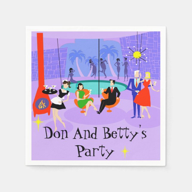 Guardanapo De Papel Grupo de Coquetéis Tropicais Retro Napkins Descart (Frente)