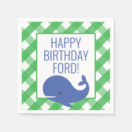 Guardanapo De Papel Grupo Personalizado de Baleia de Gingham Napkins