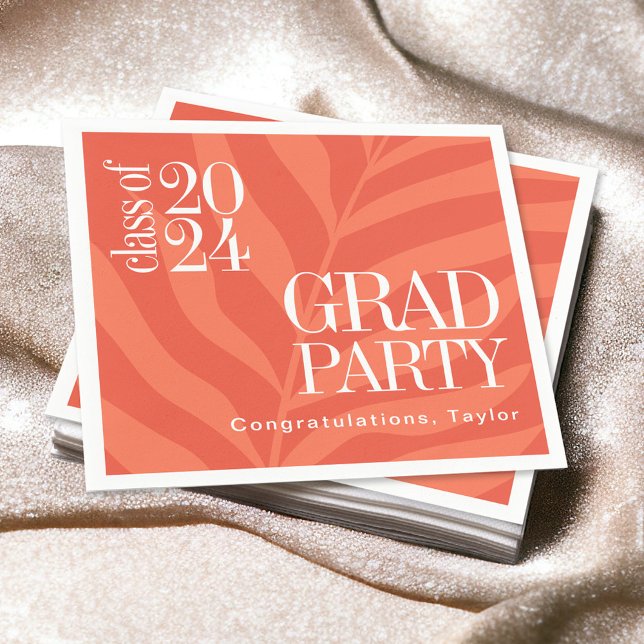 Guardanapo De Papel Grupo Simples Laranja Brilhante com Nome (Celebrate the graduate with stylish party products!)