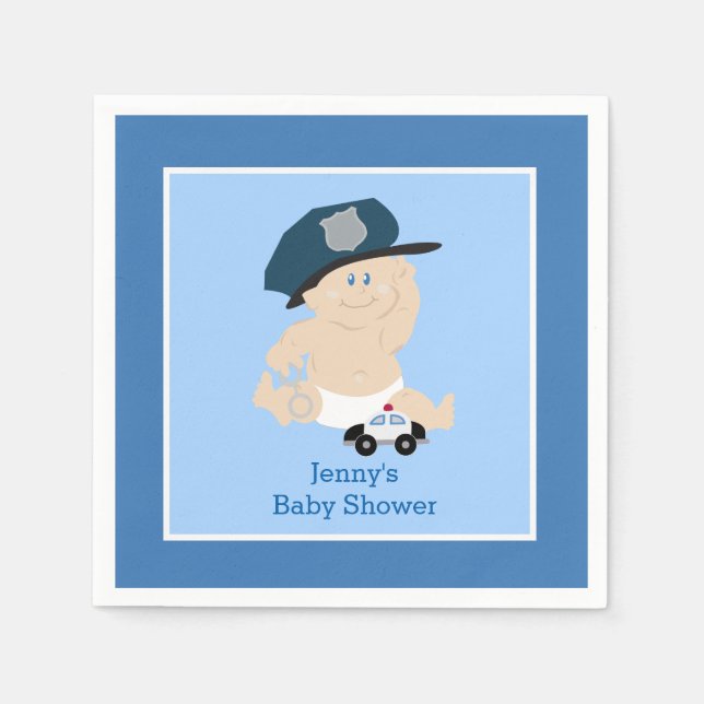 Guardanapo De Papel Guarda-Bebê Policial Personalizado Napkin (Frente)