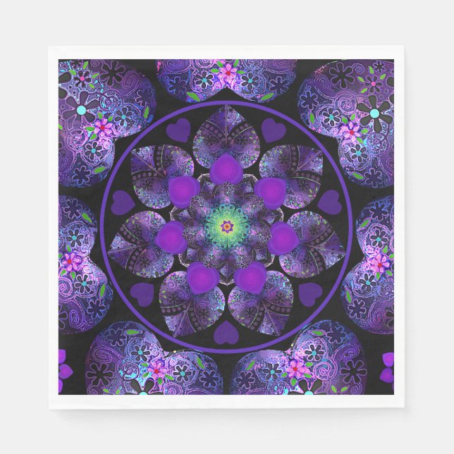 Guardanapo De Papel Guarda-chuva e corações roxos.7 (Frente)