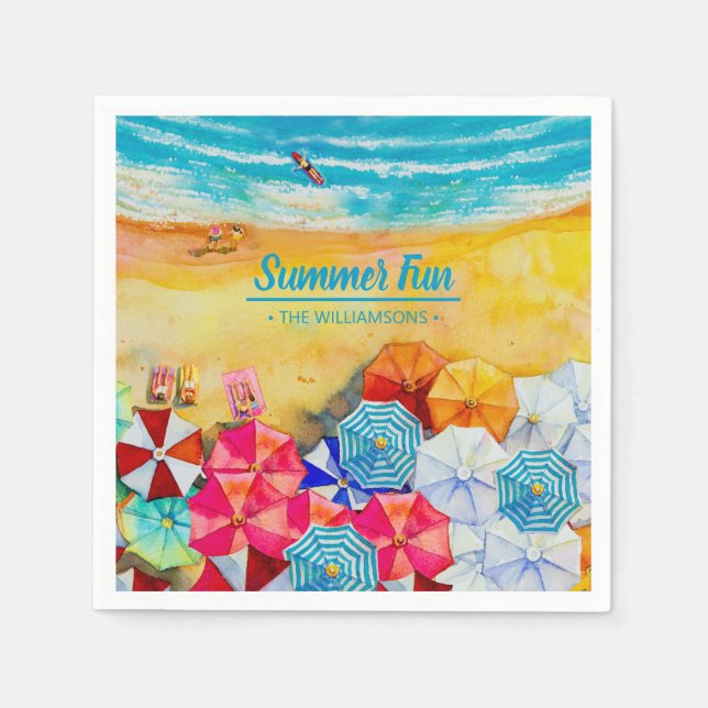 Guardanapo De Papel Guarda-chuvas de Verão na areia (Frente)