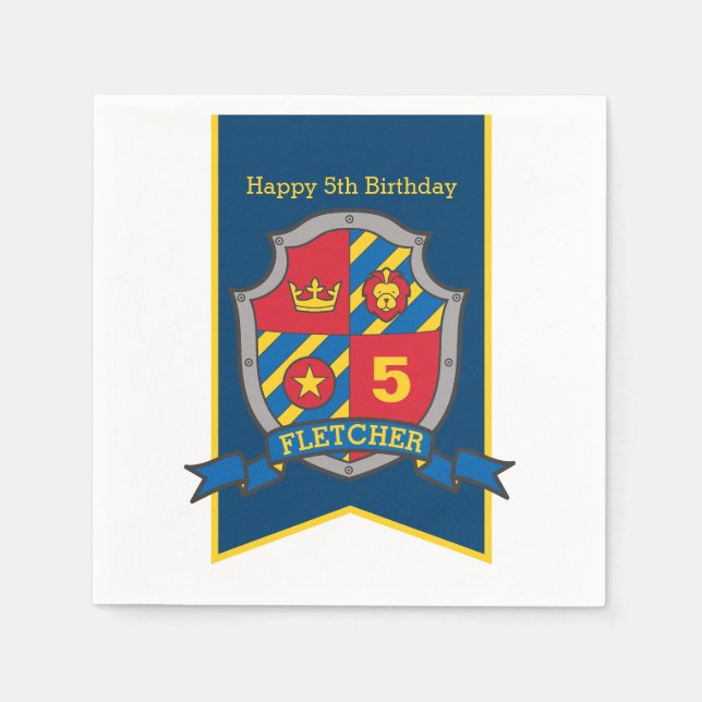 Guardanapo De Papel Guarda do Cavaleiro 5 de aniversário dos guardanap (Frente)
