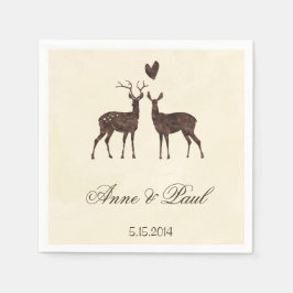 Guardanapo De Papel Guarda-napo de casamento de cervos em aquarela