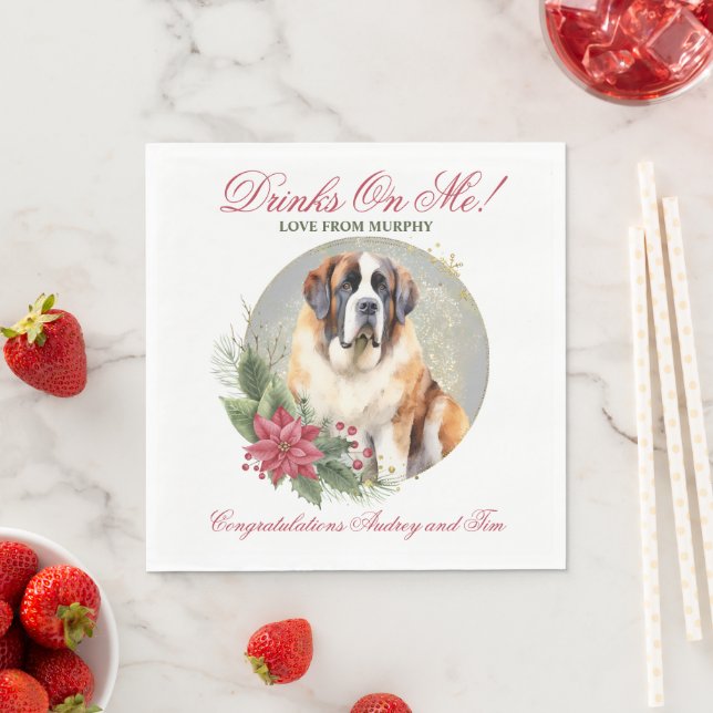 Guardanapo De Papel Guardachuvas de casamento com foto de cães São Ber (Insitu)