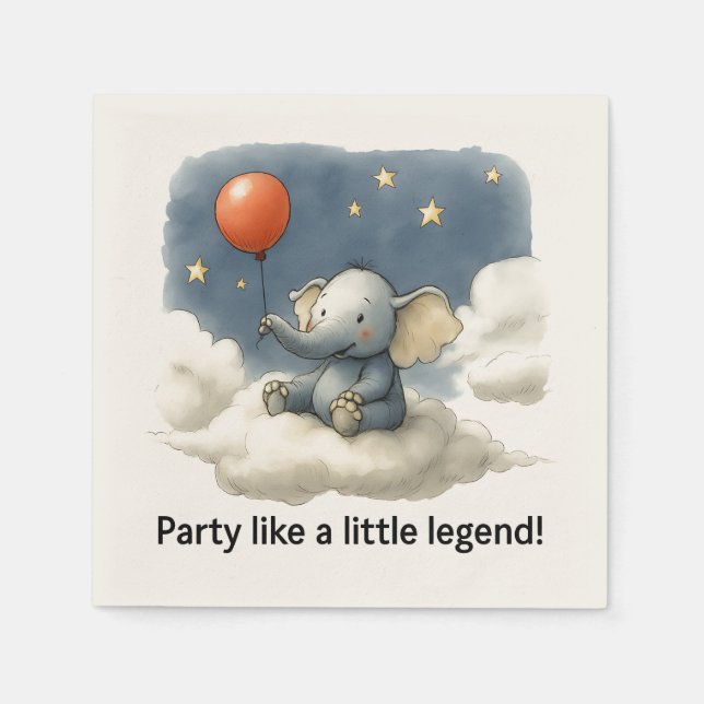 Guardanapo De Papel 🎈Guardanapos de Celebração de Elefante Adorável � (Frente)