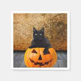 Guardanapo De Papel Guardanapos, Gato Preto de Halloween em Abóbora