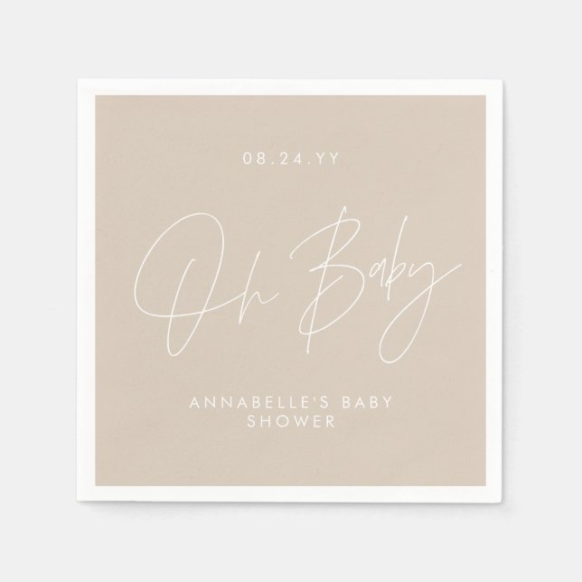 Guardanapo De Papel guião chá de fraldas creme natural moderno elegant (Frente)